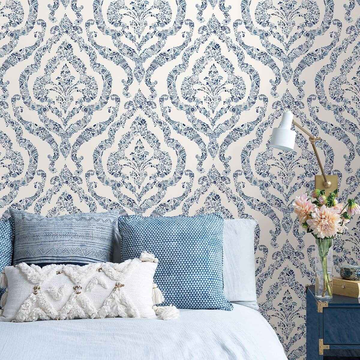 Blue Guildford Peel and Stick Wallpaper - York Wallcoverings - NUS3547 - York Wallcoverings Wallpaper