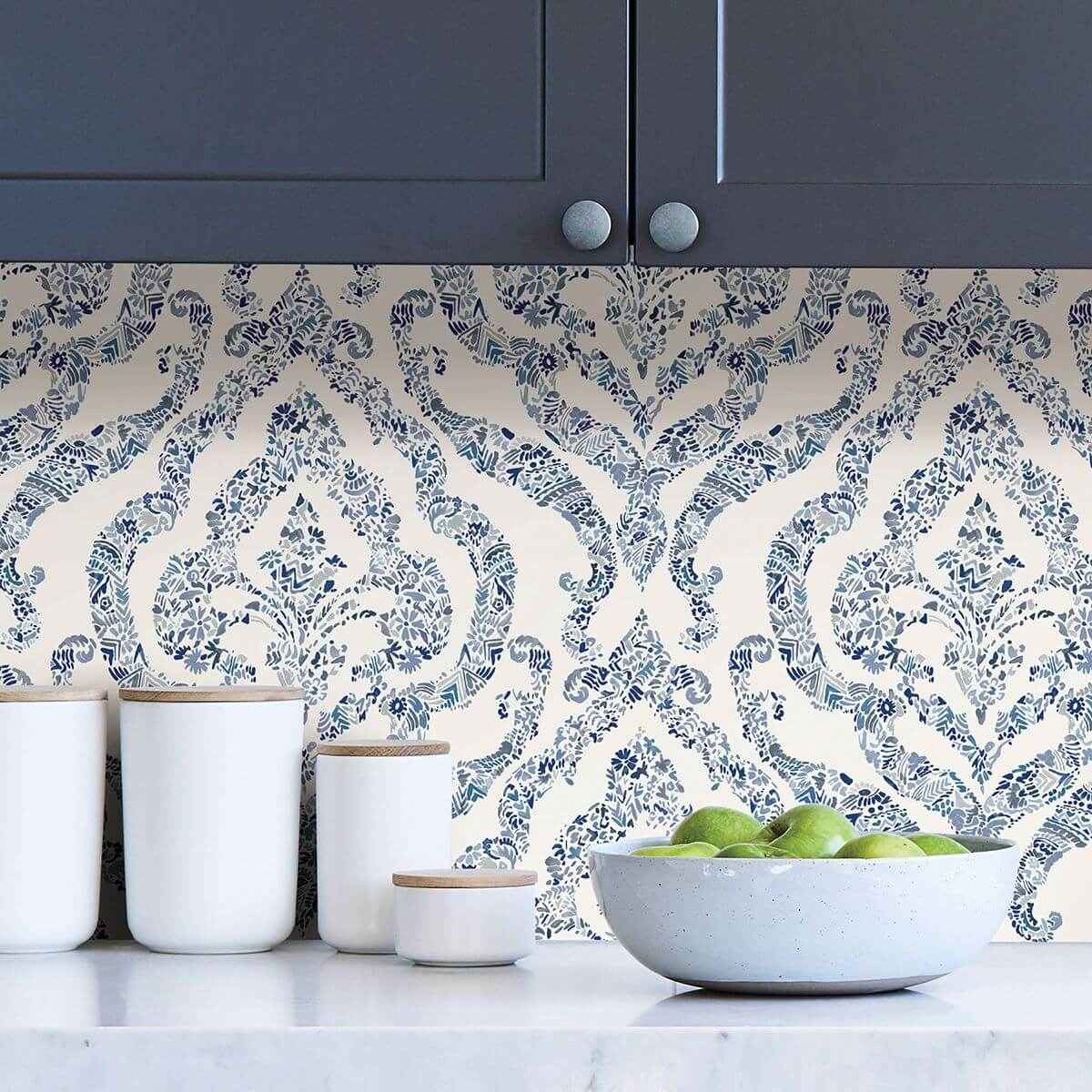 Blue Guildford Peel and Stick Wallpaper - York Wallcoverings - NUS3547 - York Wallcoverings Wallpaper