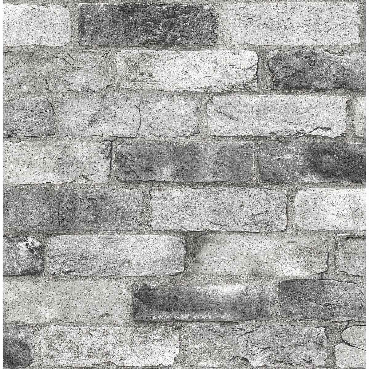 Grey London Brick Peel and Stick Wallpaper - York Wallcoverings - NUS3550 - York Wallcoverings Wallpaper