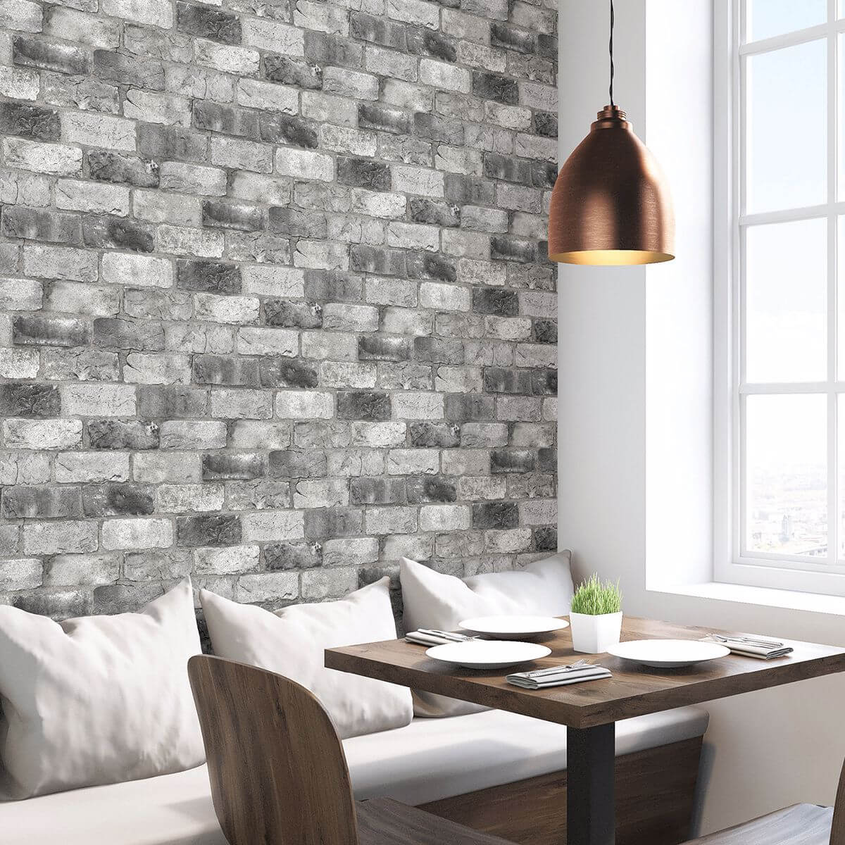 grey-london-brick-peel-and-stick-wallpaper-york-wallcoverings-nus3550 - York Wallcoverings Wallpaper