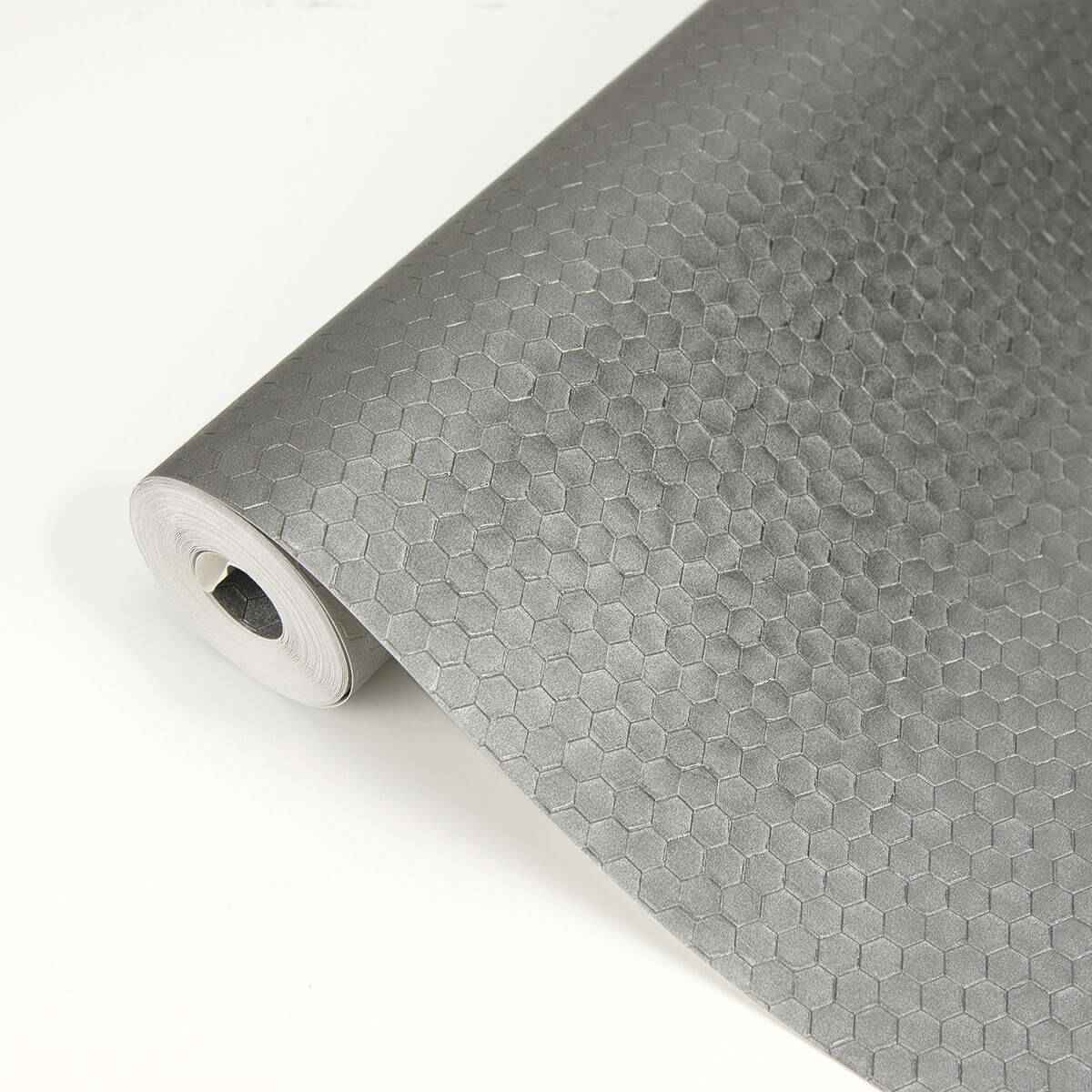 carbon-pewter-honeycomb-geometric-wallpaper-york-wallcoverings-2927-42488 - York Wallcoverings Wallpaper