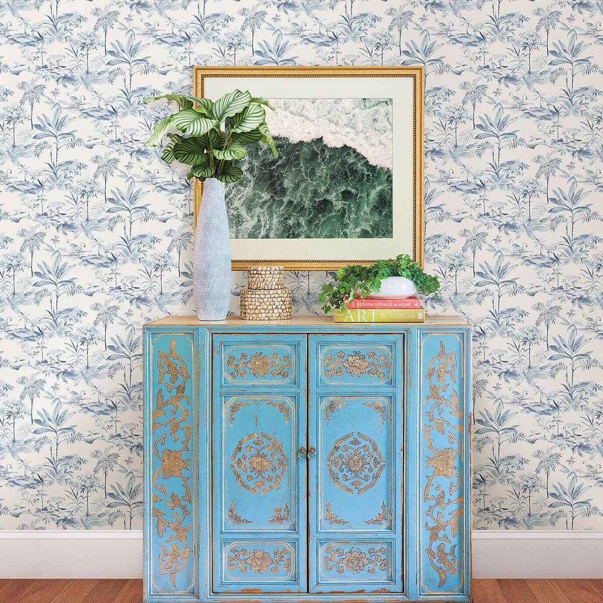 lagoon-blue-scenic-island-wallpaper-york-wallcoverings-3120-12074 - York Wallcoverings Wallpaper