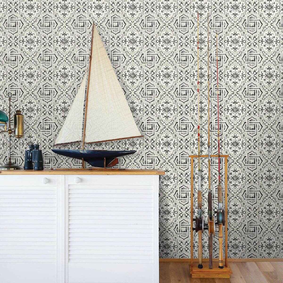 Sonoma Black Beach Tile Wallpaper - York Wallcoverings - 3120-12331 - York Wallcoverings Wallpaper