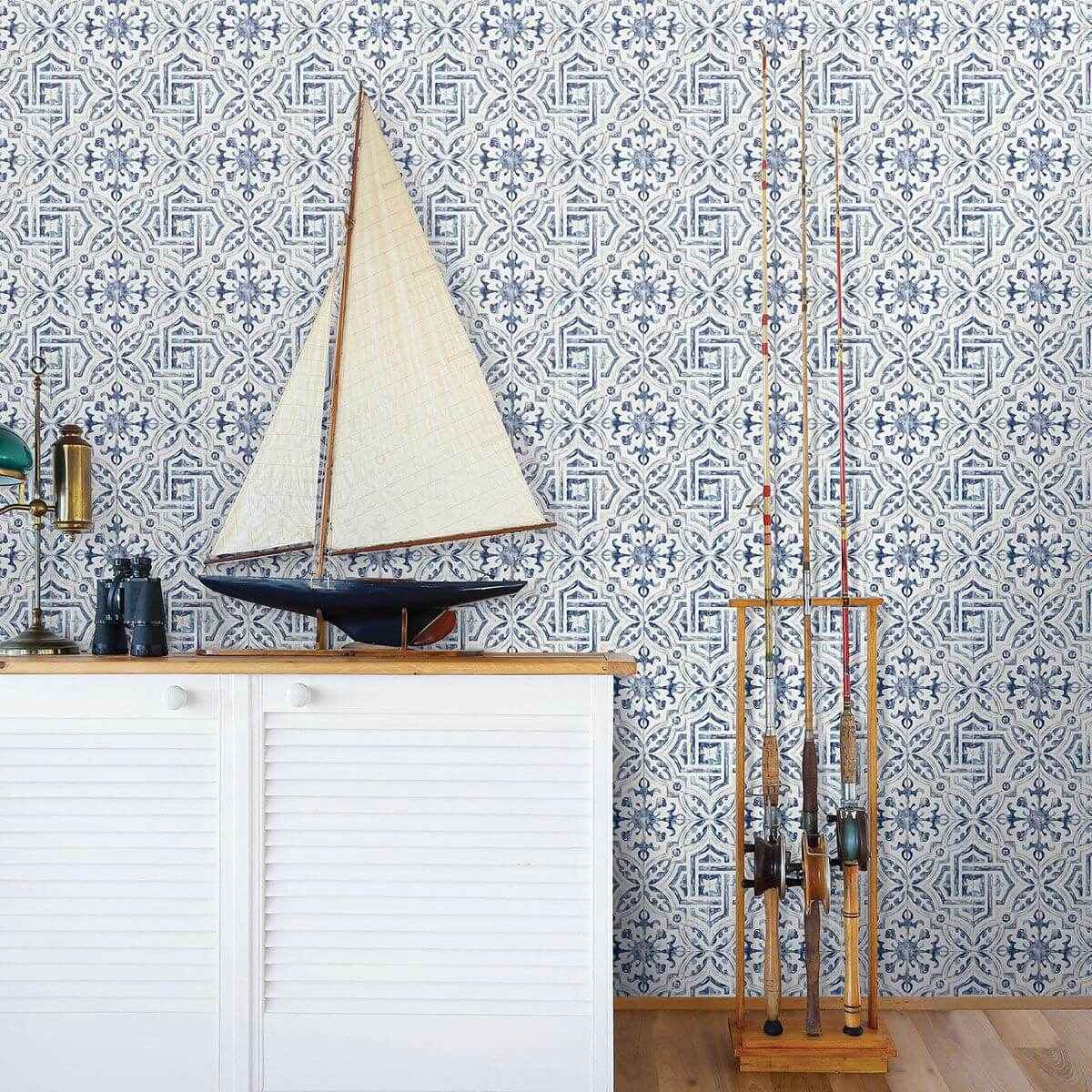 sonoma-blue-beach-tile-wallpaper-york-wallcoverings-3120-12332 - York Wallcoverings Wallpaper
