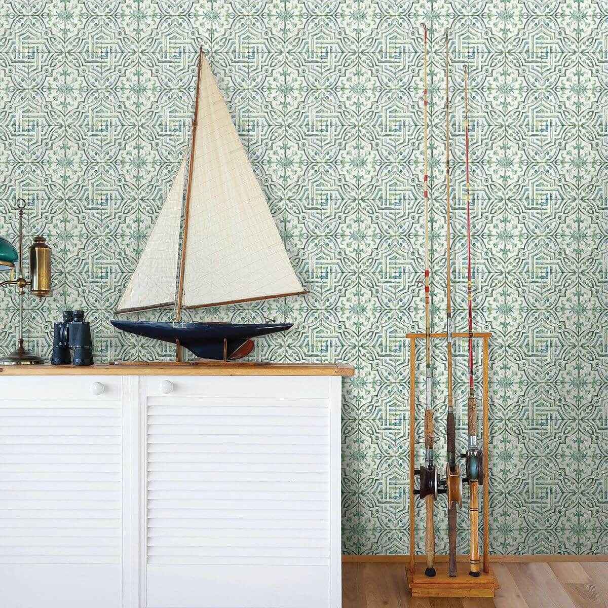 sonoma-green-beach-tile-wallpaper-york-wallcoverings-3120-12338 - York Wallcoverings Wallpaper