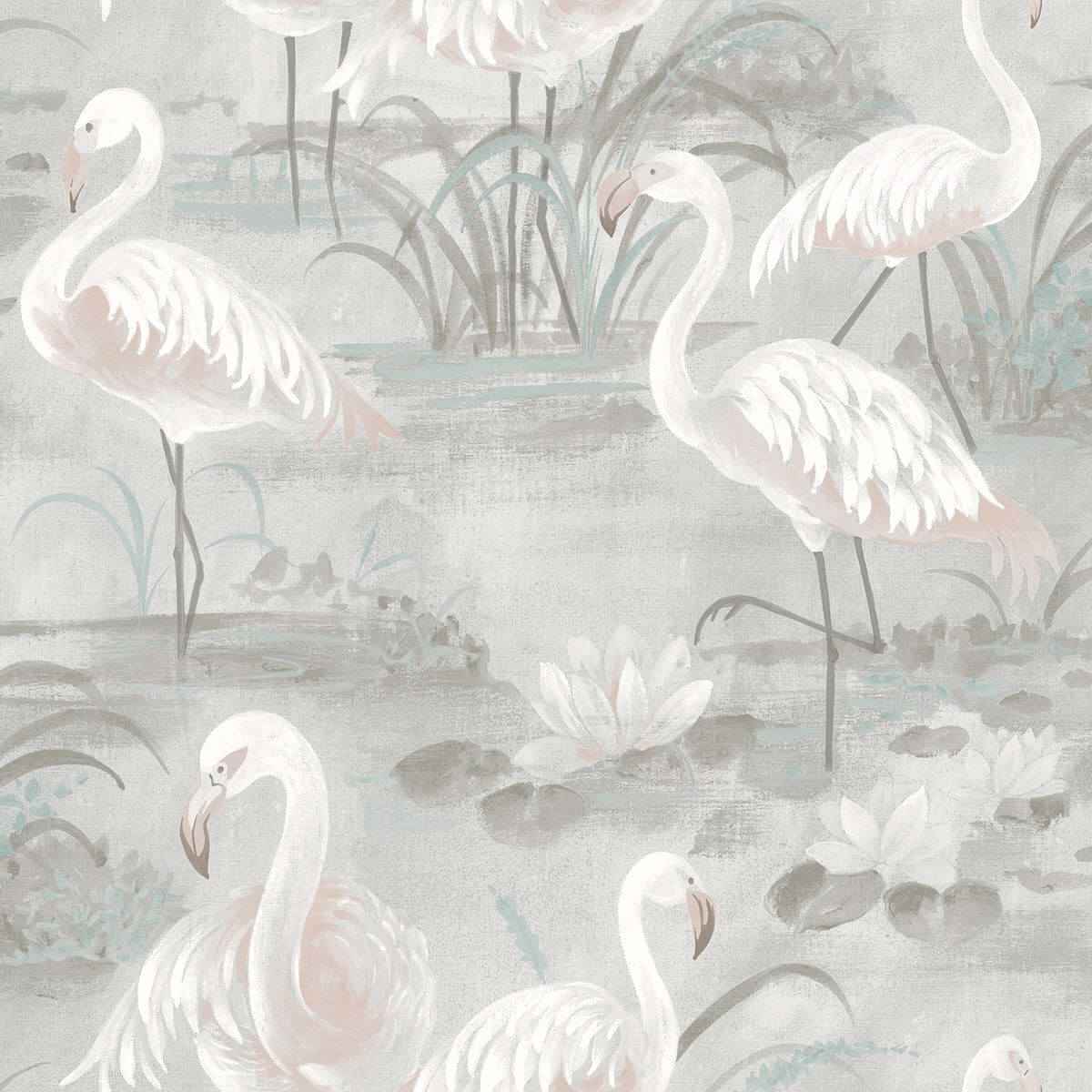 everglades-grey-flamingos-wallpaper-york-wallcoverings-3120-13603 - York Wallcoverings Wallpaper