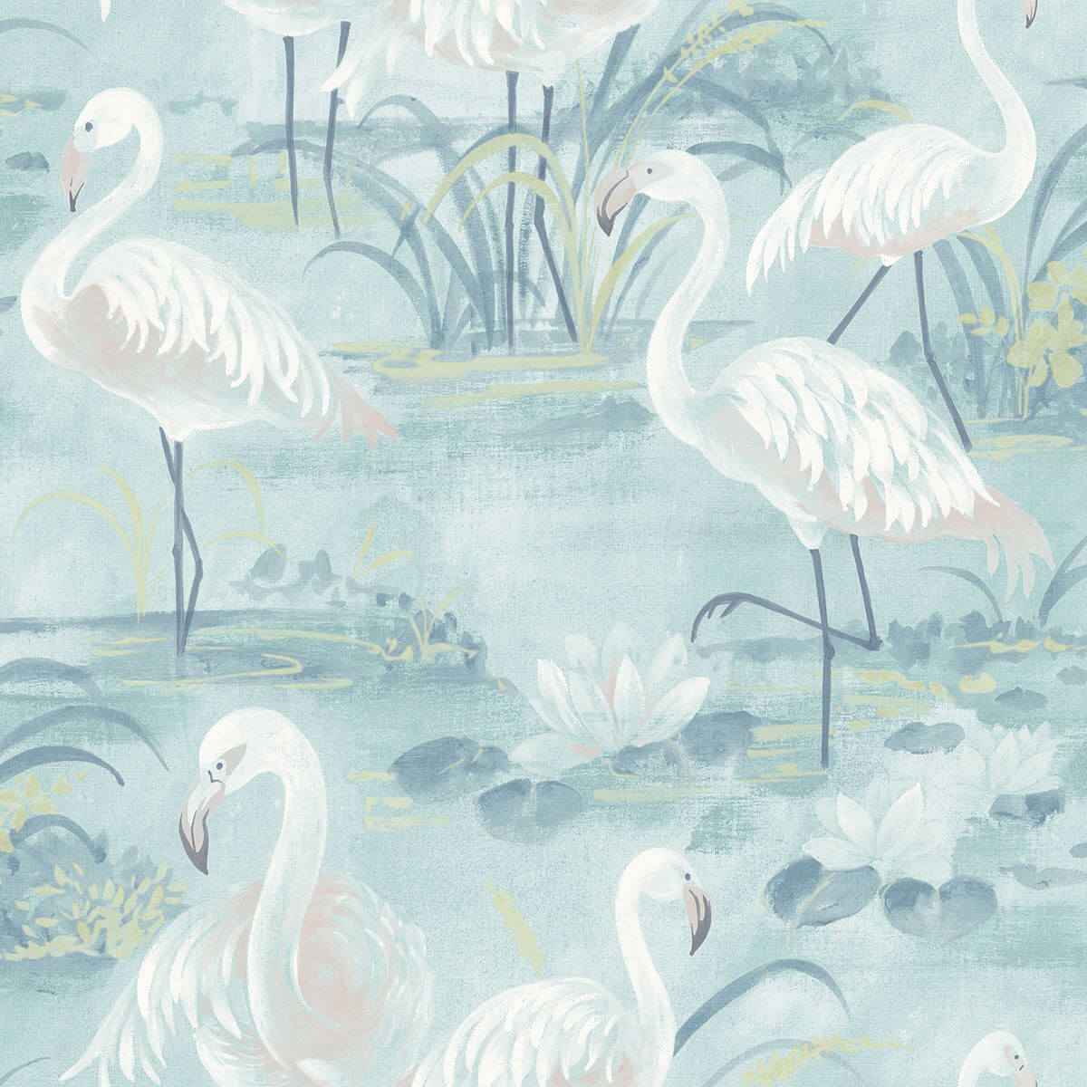 everglades-aqua-flamingos-wallpaper-york-wallcoverings-3120-13604 - York Wallcoverings Wallpaper
