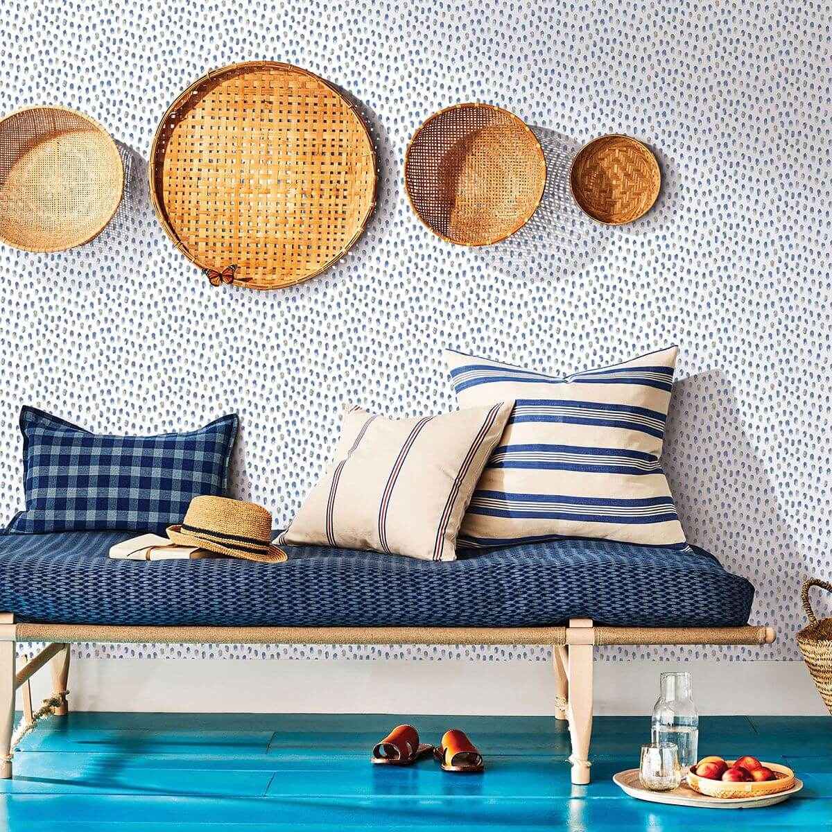 sand-blue-painted-dots-wallpaper-york-wallcoverings-3120-13614 - York Wallcoverings Wallpaper