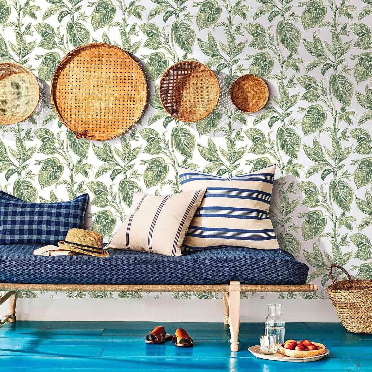 mangrove-green-botanical-wallpaper-york-wallcoverings-3120-13621 - York Wallcoverings Wallpaper