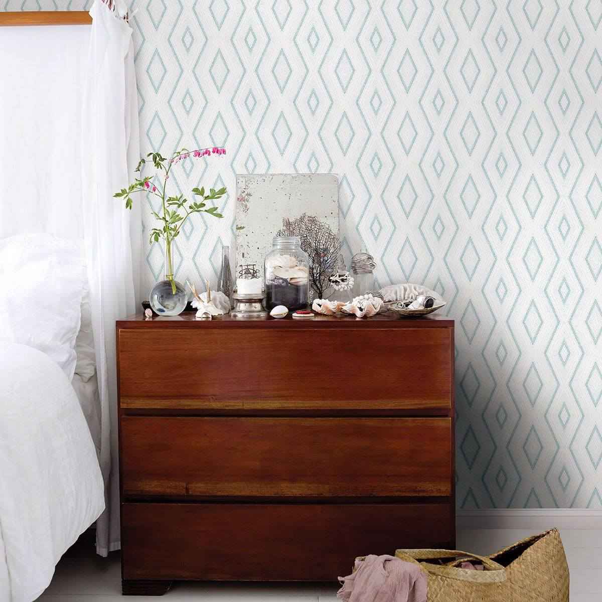 santa-turquoise-geometric-wallpaper-york-wallcoverings-3120-13661 - York Wallcoverings Wallpaper