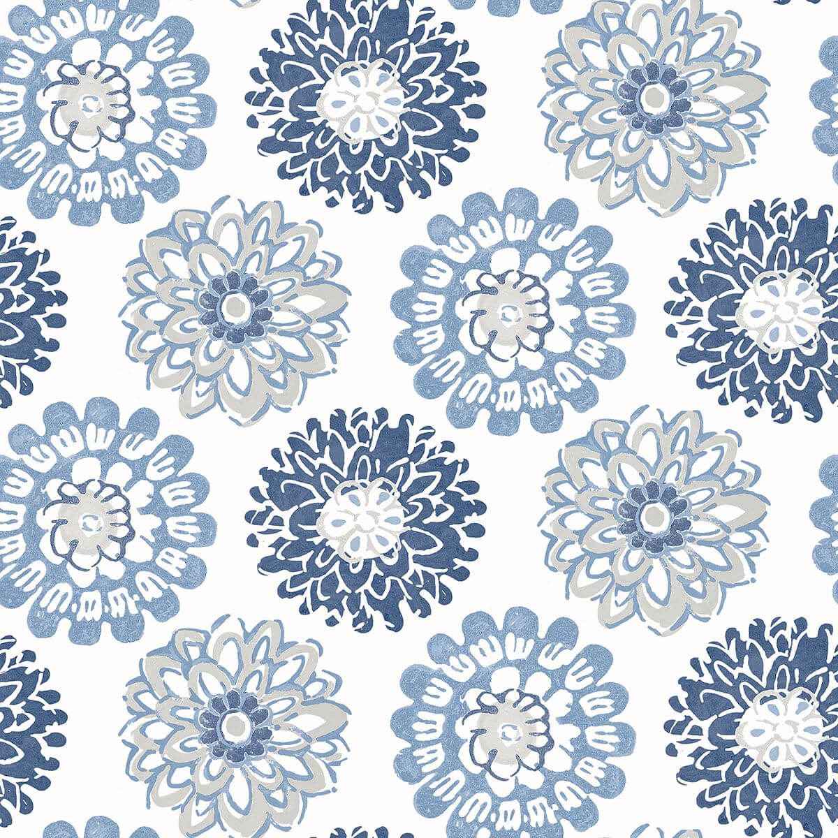 Sunkissed Blue Floral Wallpaper - York Wallcoverings - 3120-13705 - York Wallcoverings Wallpaper