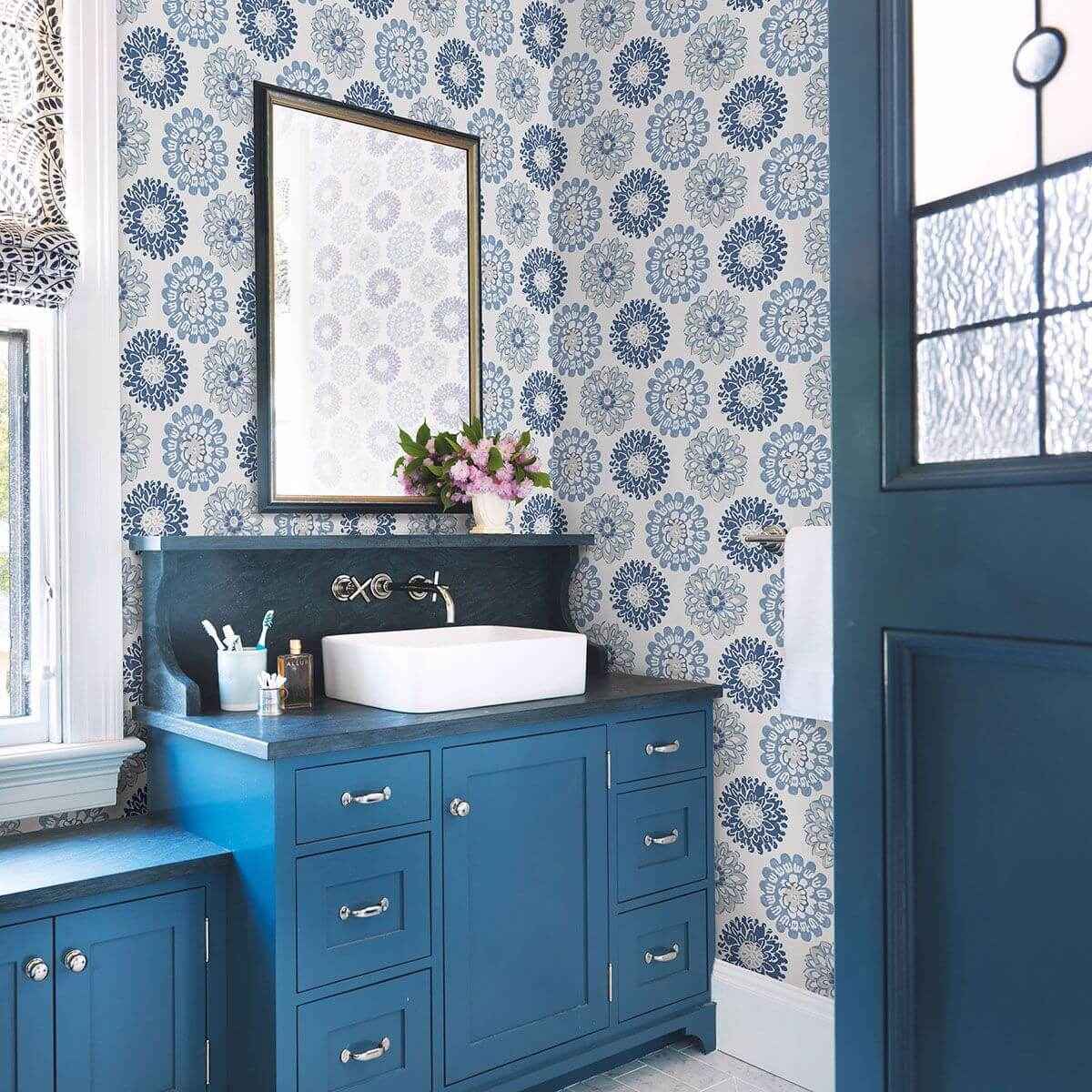 sunkissed-blue-floral-wallpaper-york-wallcoverings-3120-13705 - York Wallcoverings Wallpaper