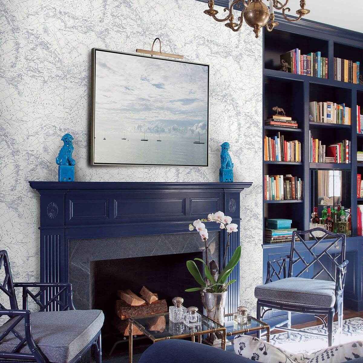 charts-navy-map-wallpaper-york-wallcoverings-3120-16178 - York Wallcoverings Wallpaper