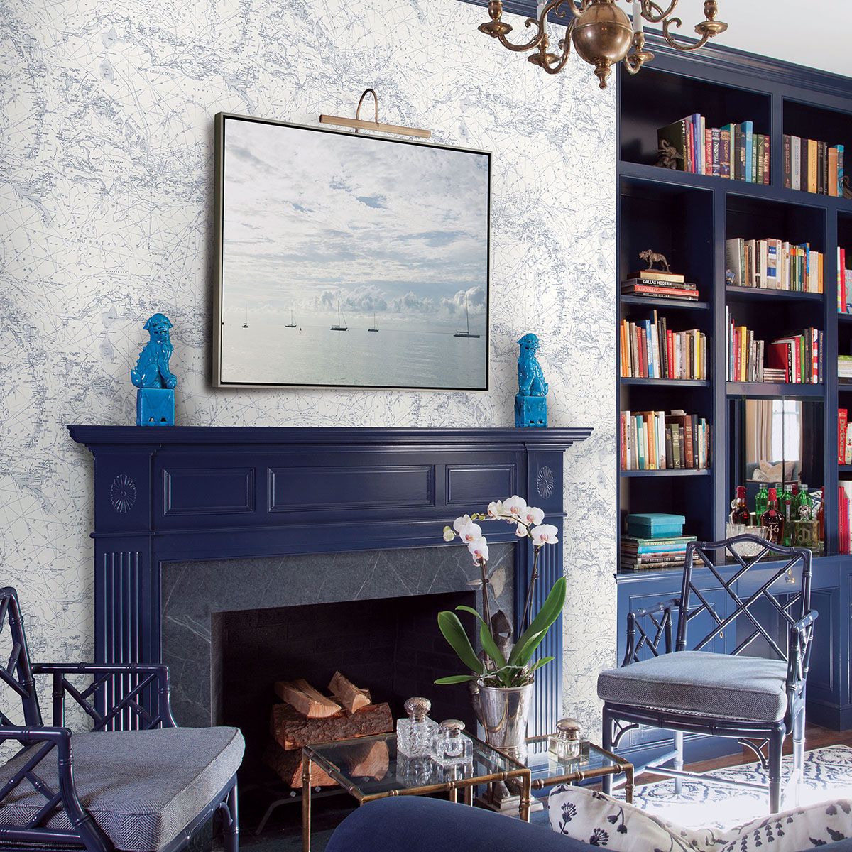Charts Navy Map Wallpaper - York Wallcoverings - 3120-16178 - York Wallcoverings Wallpaper