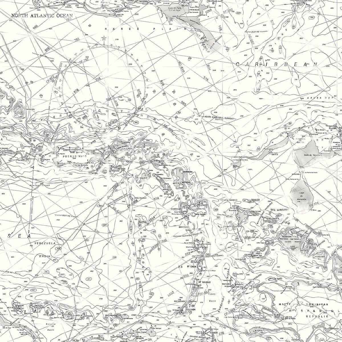 Charts Black Map Wallpaper - York Wallcoverings - 3120-16179