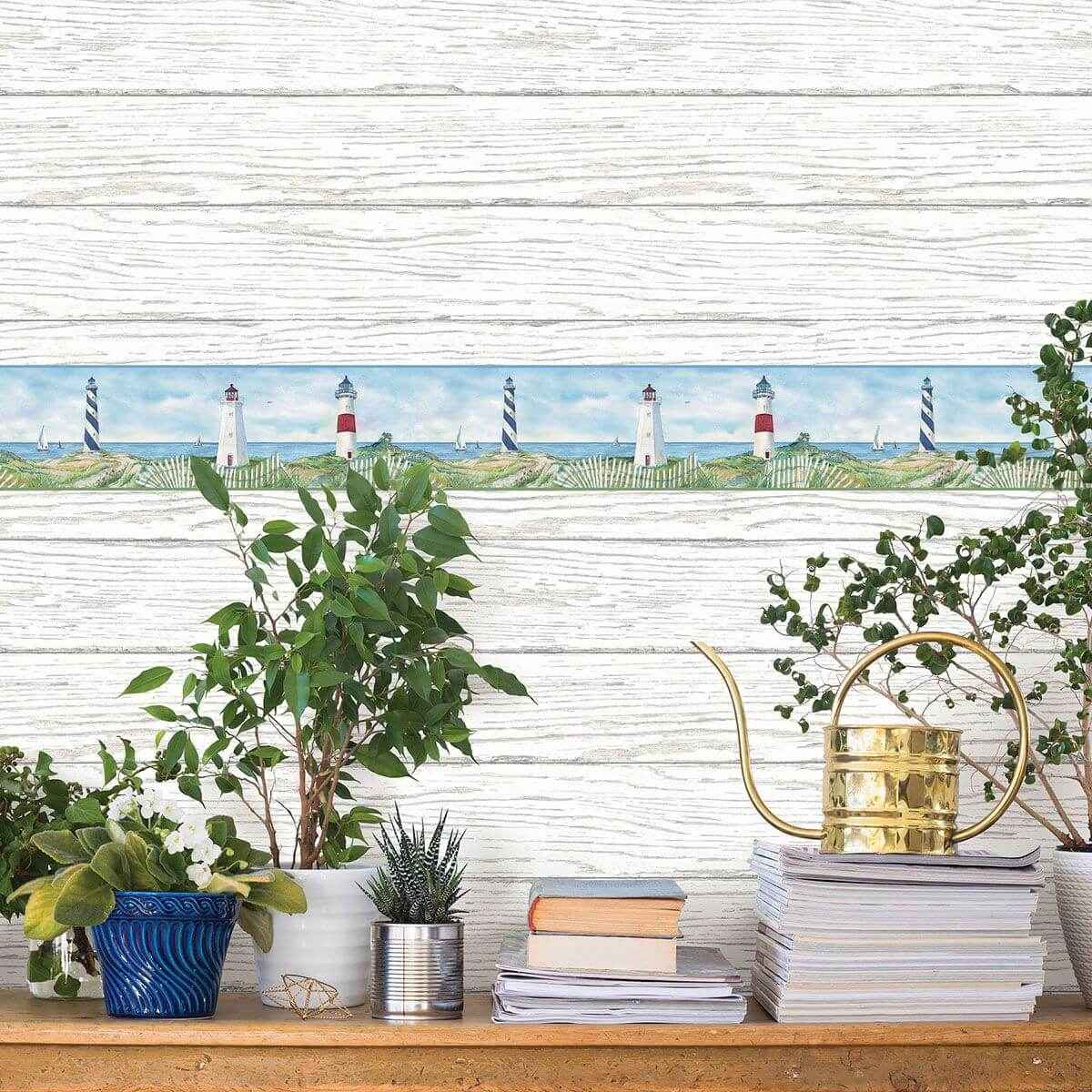 Eugene Blue Lighthouse Wallpaper - York Wallcoverings - 3120-46071B - York Wallcoverings Wallpaper