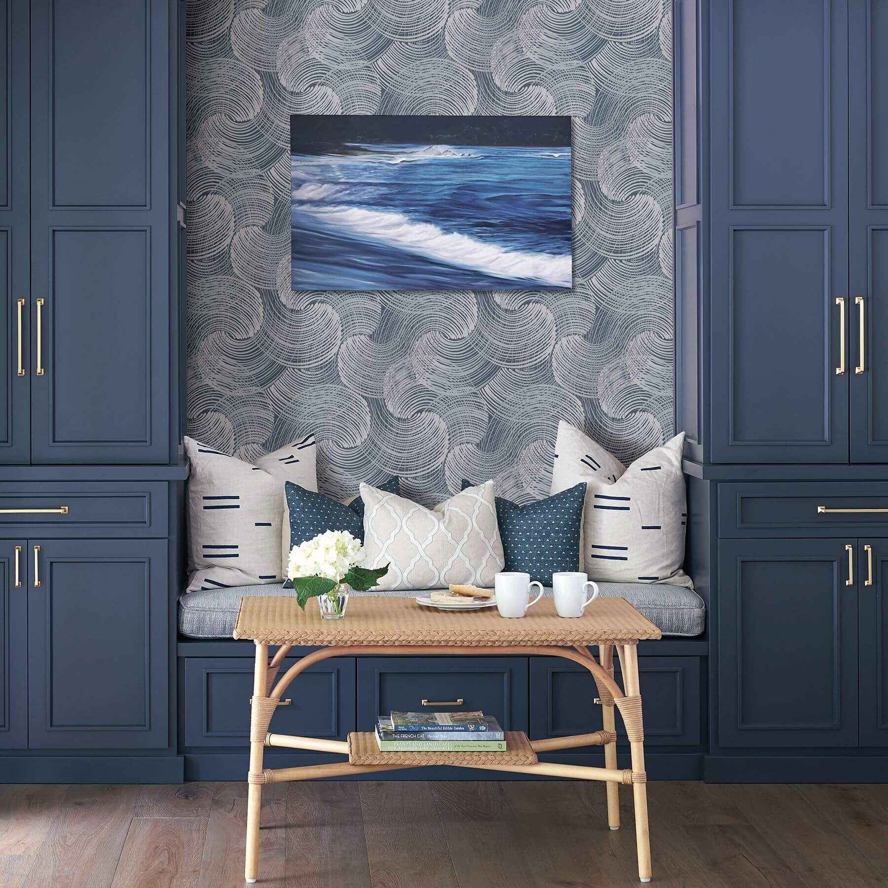 karson-blue-swirling-geometric-wallpaper-york-wallcoverings-2964-25905 - York Wallcoverings Wallpaper