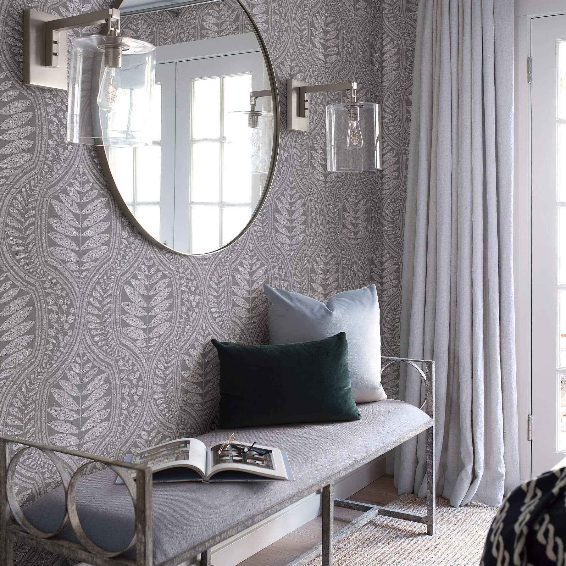 juno-dark-grey-grey-ogee-wallpaper-york-wallcoverings-2964-25951 - York Wallcoverings Wallpaper