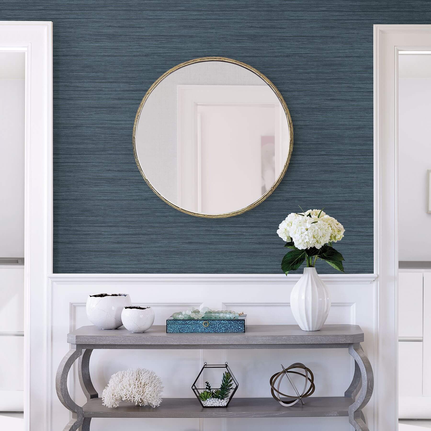 barnaby-indigo-faux-grasscloth-wallpaper-york-wallcoverings-2964-25959 - York Wallpaper Wallpaper