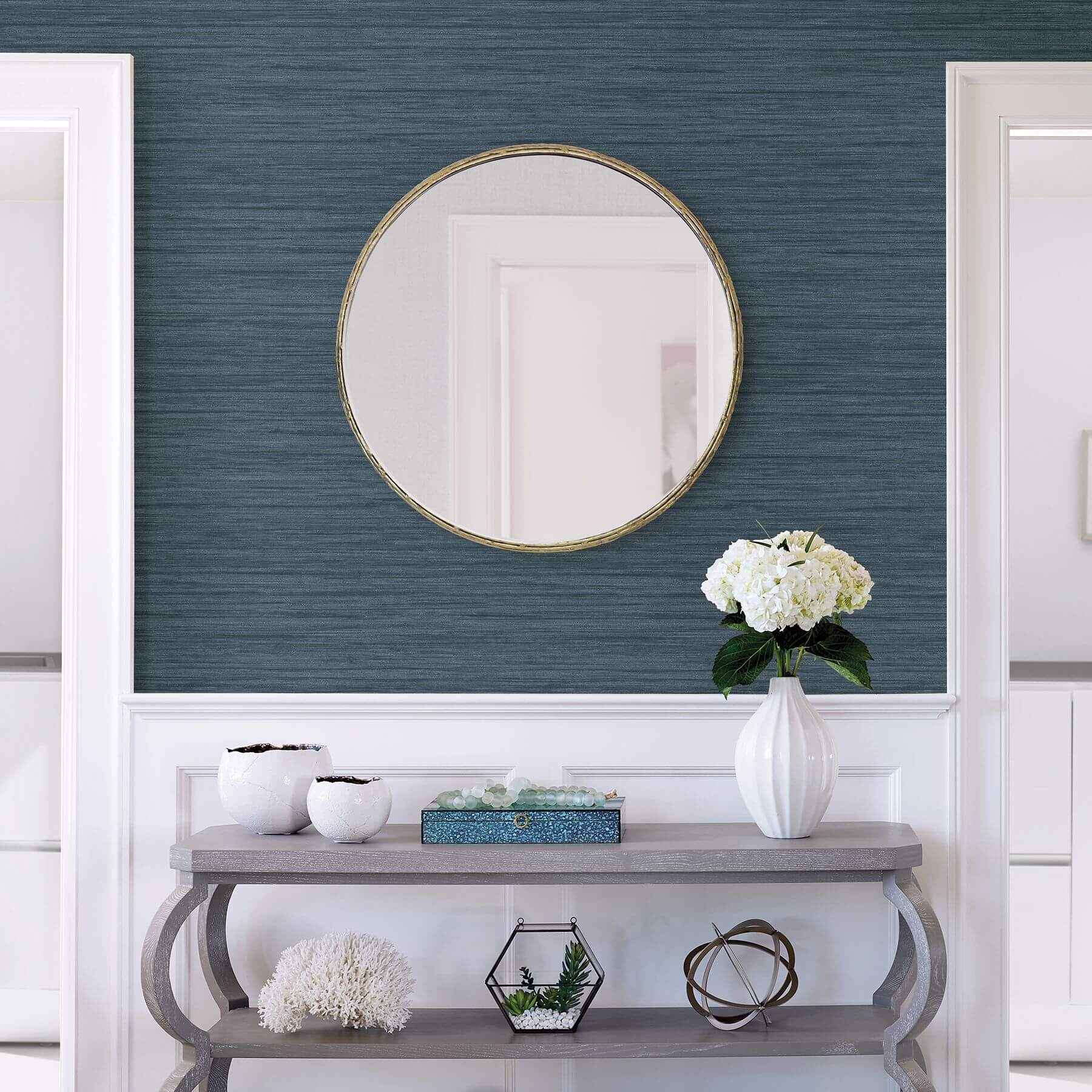 barnaby-indigo-faux-grasscloth-wallpaper-york-wallcoverings-2964-25959 - York Wallcoverings Wallpaper