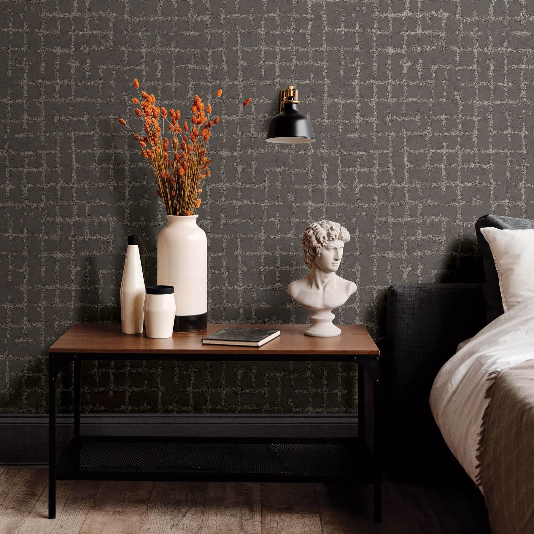 shea-charcoal-distressed-geometric-wallpaper-york-wallcoverings-2964-87349 - York Wallpaper Wallpaper