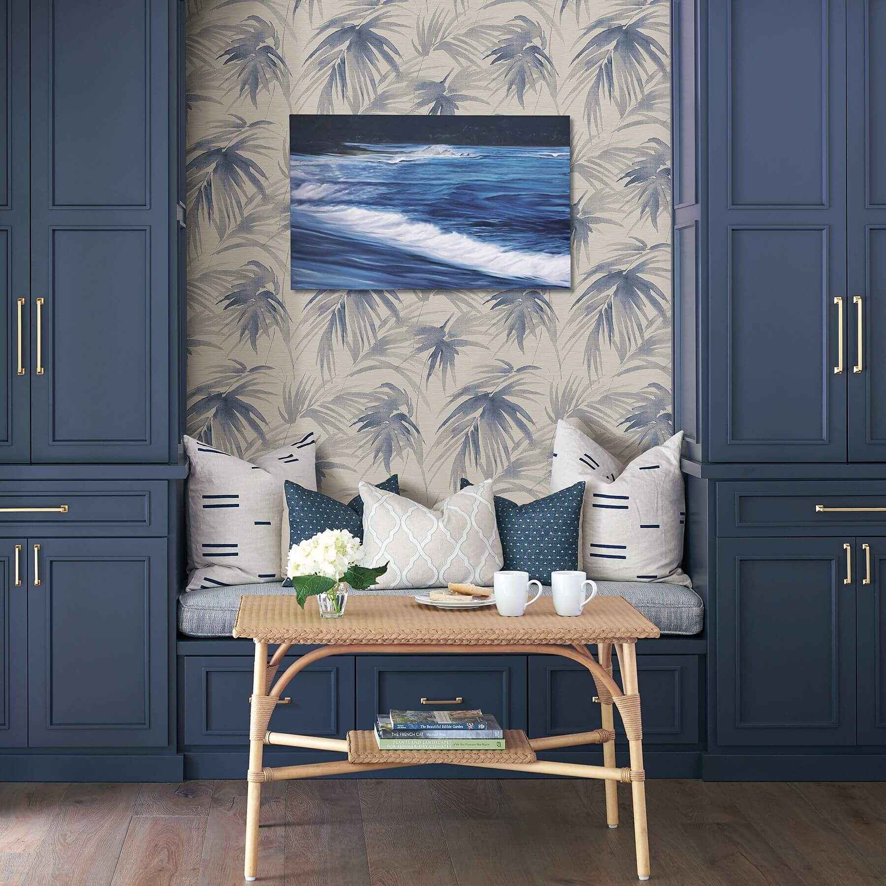 darlana-blue-grasscloth-wallpaper-york-wallcoverings-2964-87410 - York Wallcoverings Wallpaper