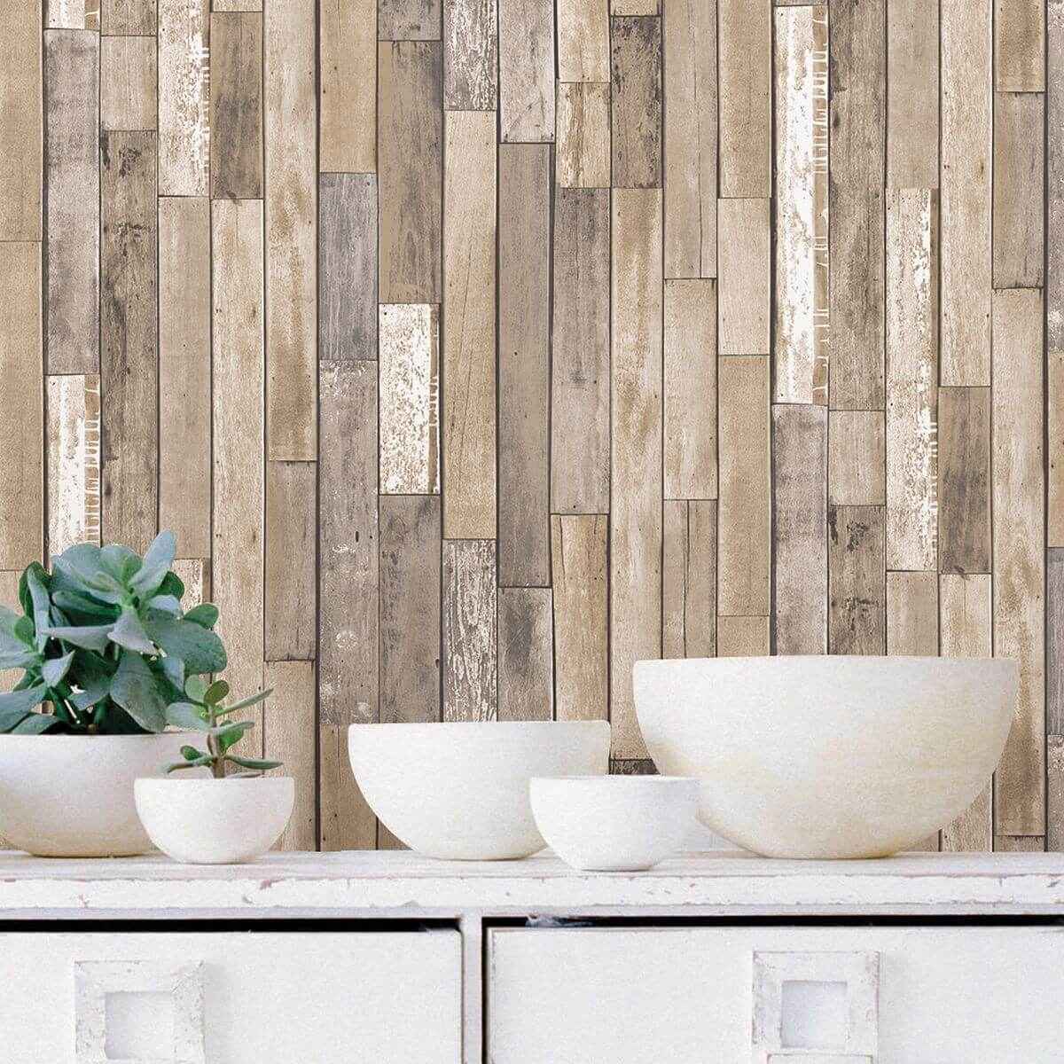 Weathered Plank Barn Peel Stick Wallpaper - York Wallcoverings - NH3057 - York Wallcoverings Wallpaper