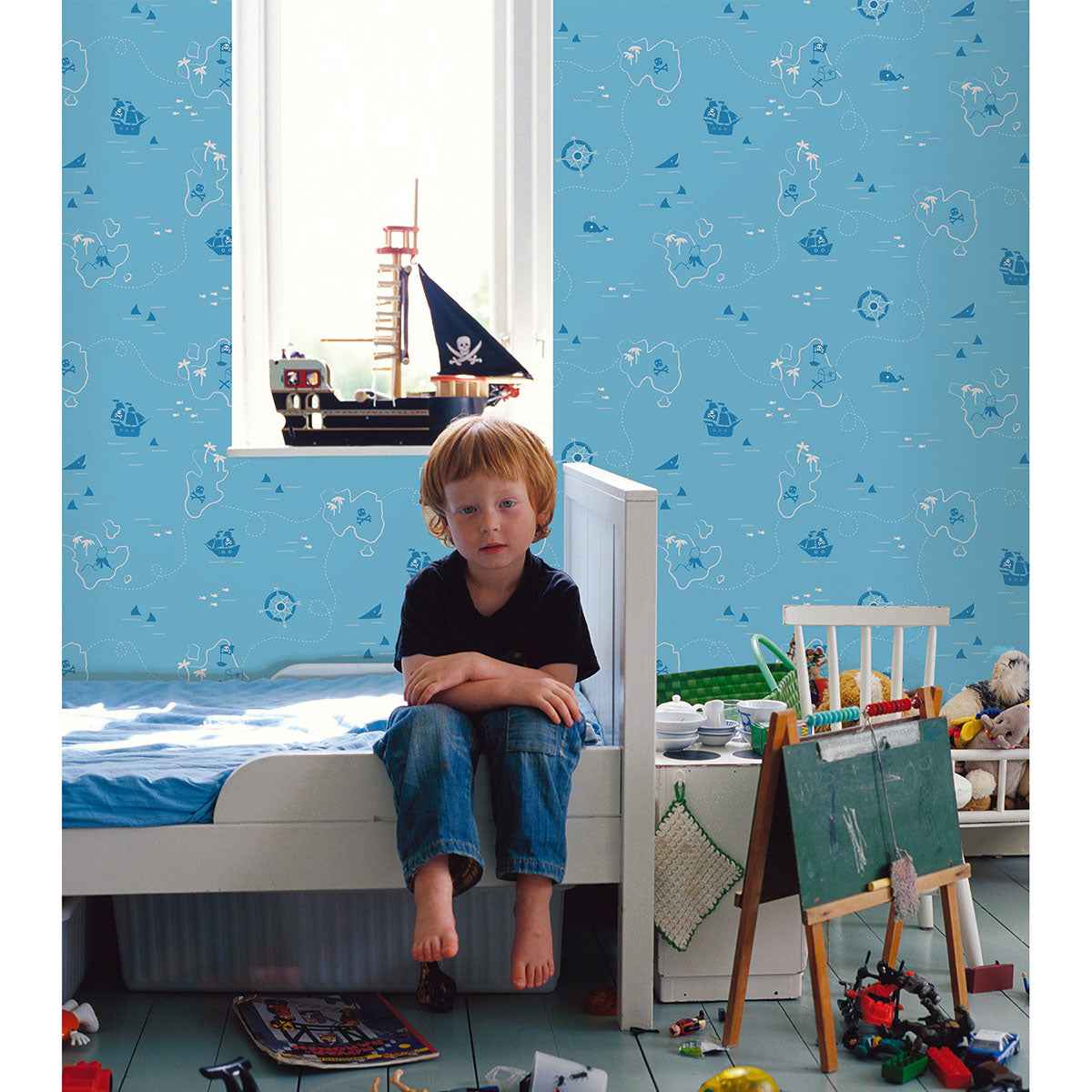 Charlie Blue Treasure Map Wallpaper - York Wallcoverings - FD40278 - York Wallcoverings Wallpaper