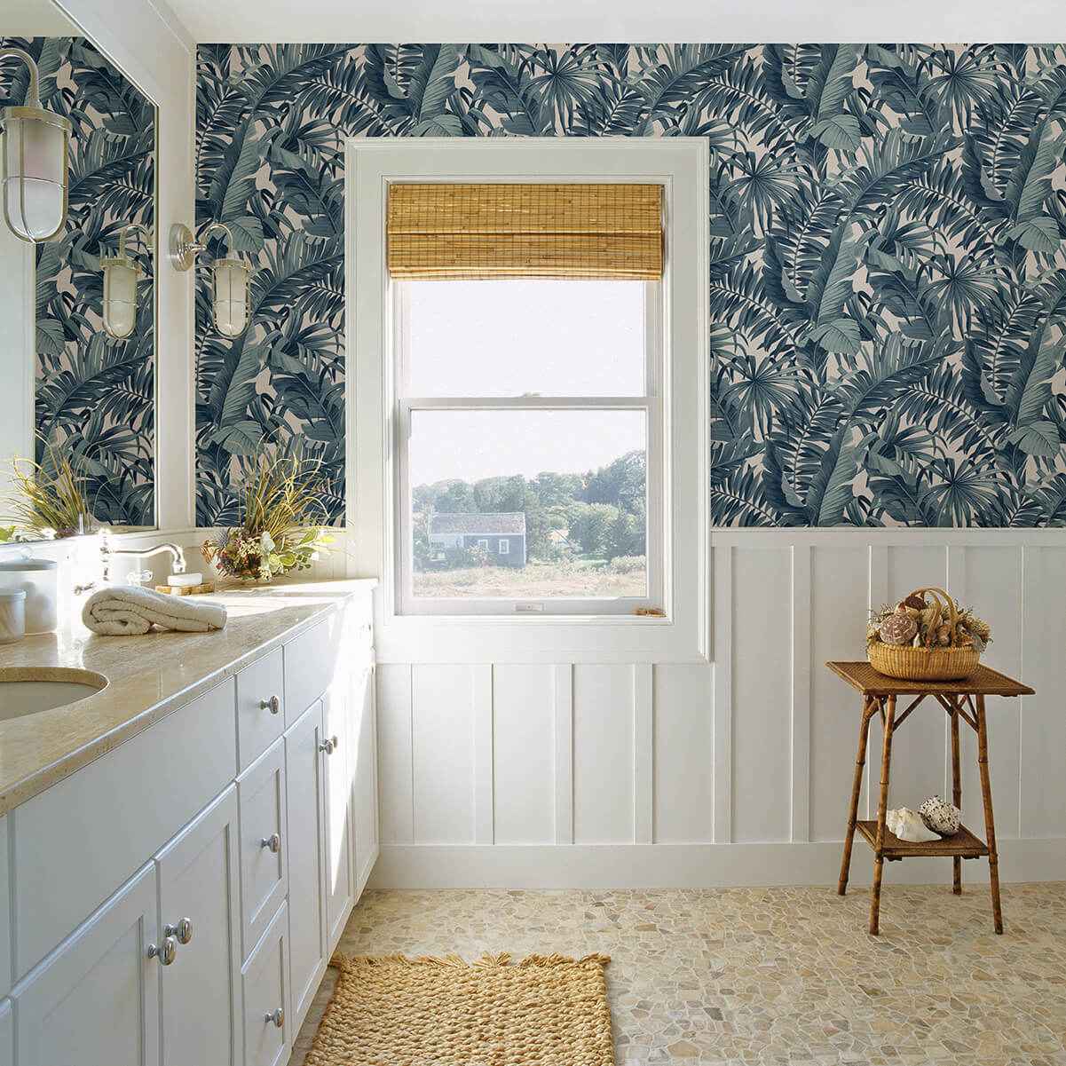 alfresco-blue-tropical-palm-wallpaper-york-wallcoverings-2969-24133 - York Wallcoverings Wallpaper