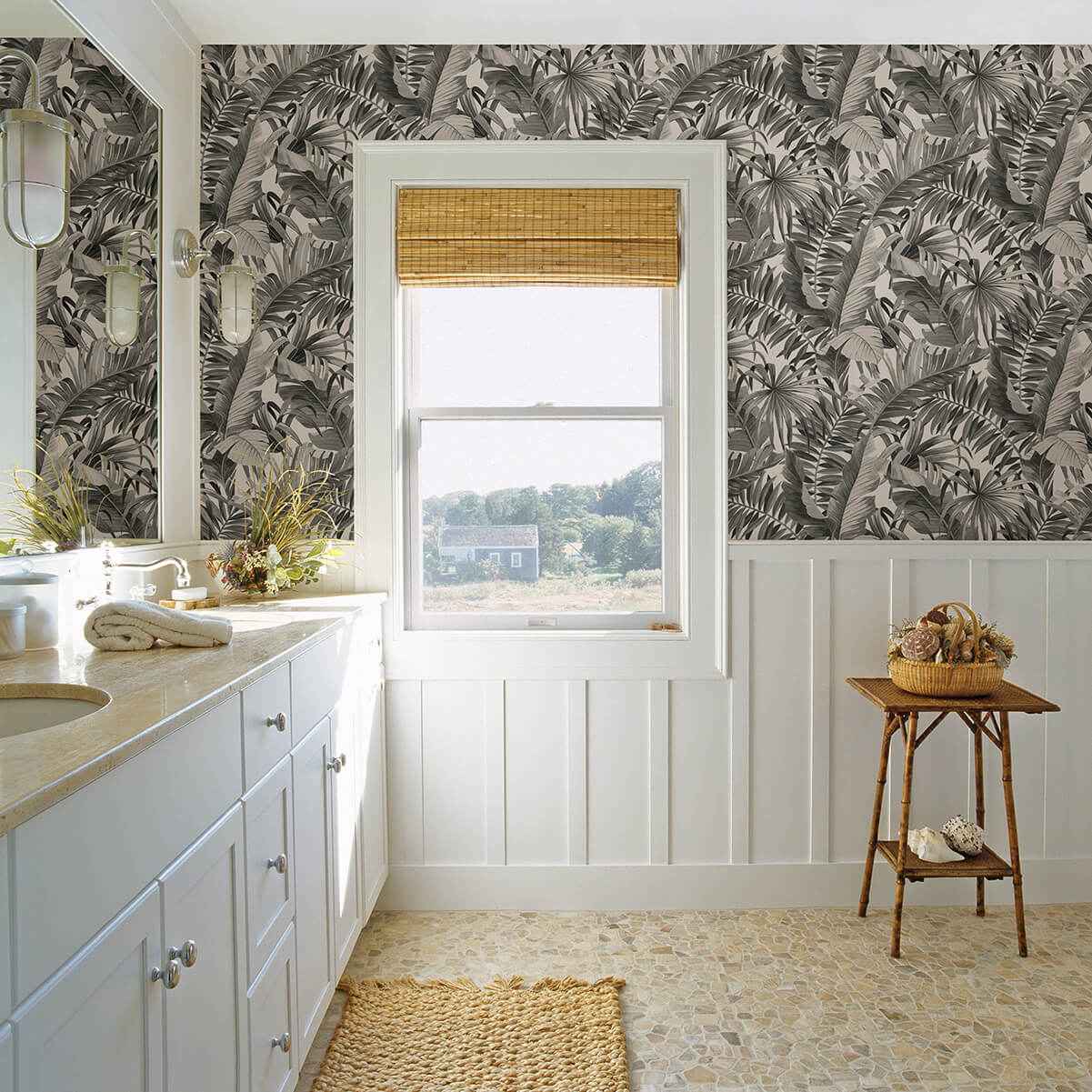 alfresco-grey-tropical-palm-wallpaper-york-wallcoverings-2969-24134 - York Wallcoverings Wallpaper