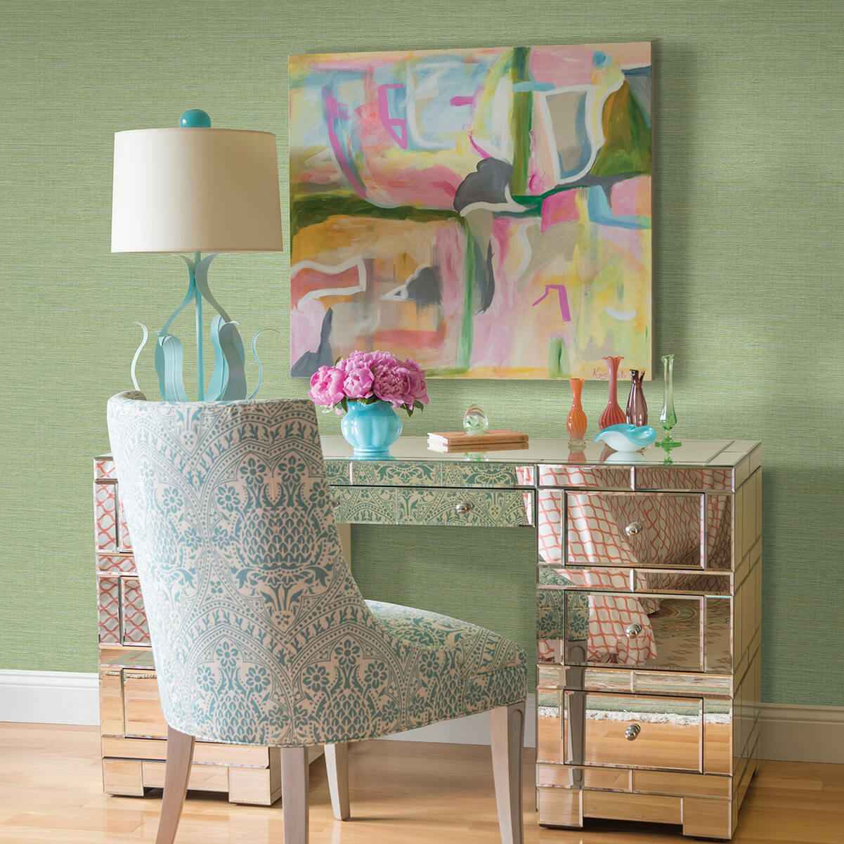 agave-green-imitation-grasscloth-wallpaper-york-wallcoverings-2969-24284 - York Wallcoverings Wallpaper