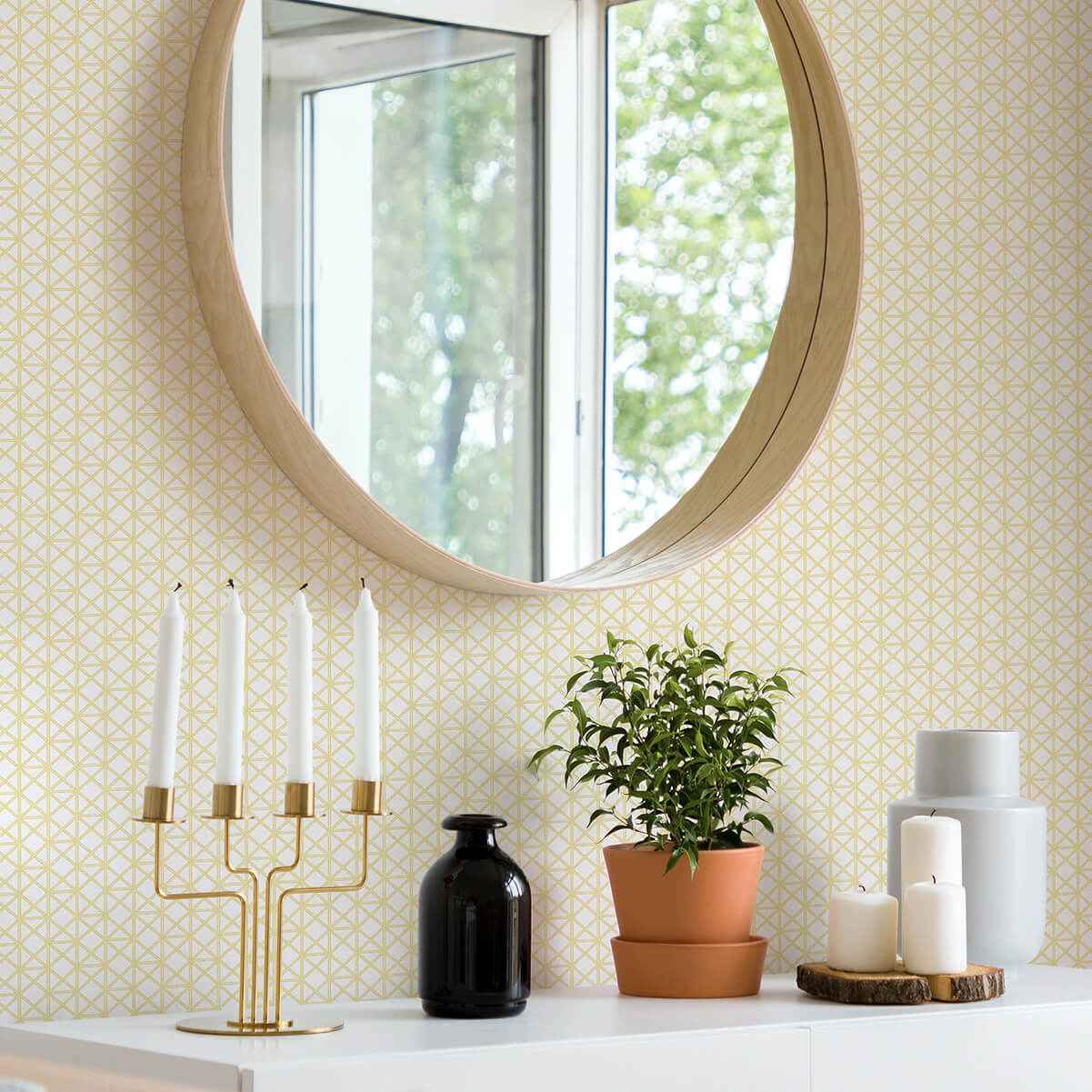 lisbeth-yellow-geometric-lattice-wallpaper-york-wallcoverings-2969-26003 - York Wallcoverings Wallpaper