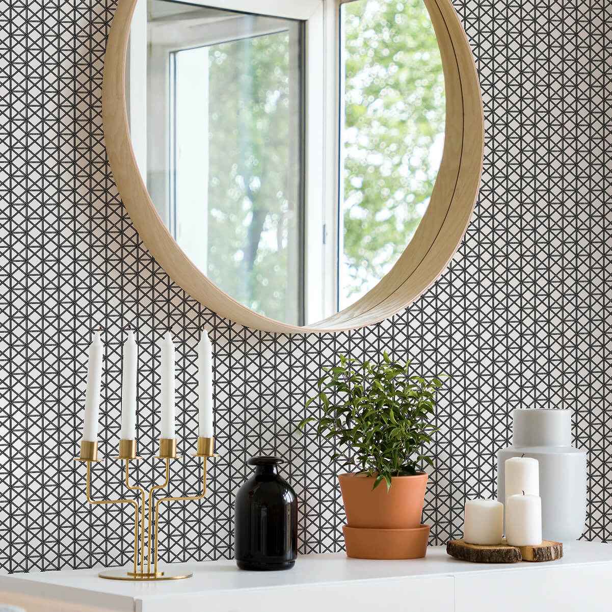 Lisbeth Black Geometric Lattice Wallpaper - York Wallcoverings - 2969-26004 - York Wallcoverings Wallpaper