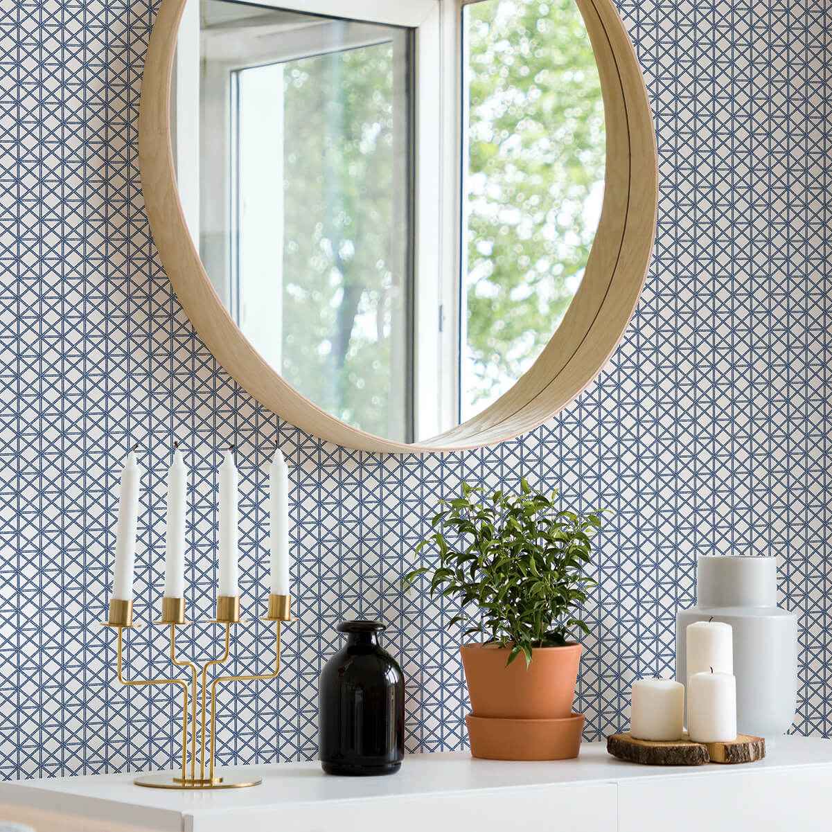 lisbeth-blue-geometric-lattice-wallpaper-york-wallcoverings-2969-26005 - York Wallcoverings Wallpaper