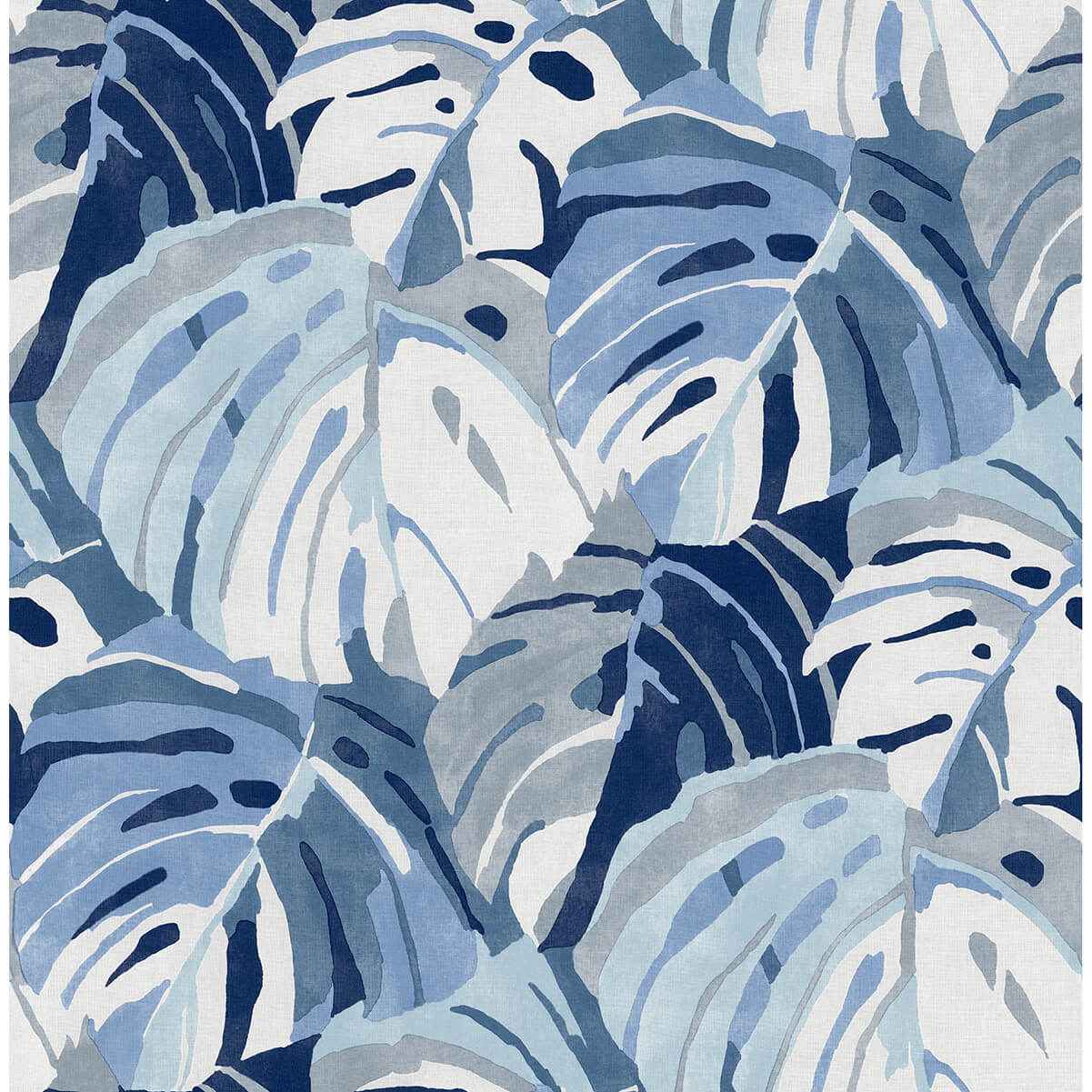 Samara Blue Monstera Leaf Wallpaper - York Wallcoverings - 2969-26007 - York Wallcoverings Wallpaper