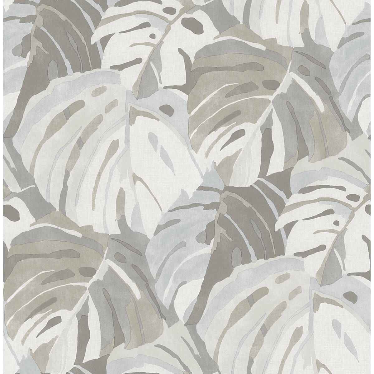 Samara Stone Monstera Leaf Wallpaper - York Wallcoverings - 2969-26008 - York Wallcoverings Wallpaper