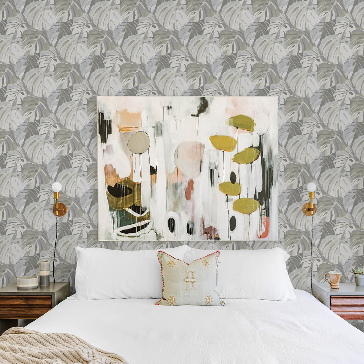 samara-stone-monstera-leaf-wallpaper-york-wallcoverings-2969-26008 - York Wallcoverings Wallpaper