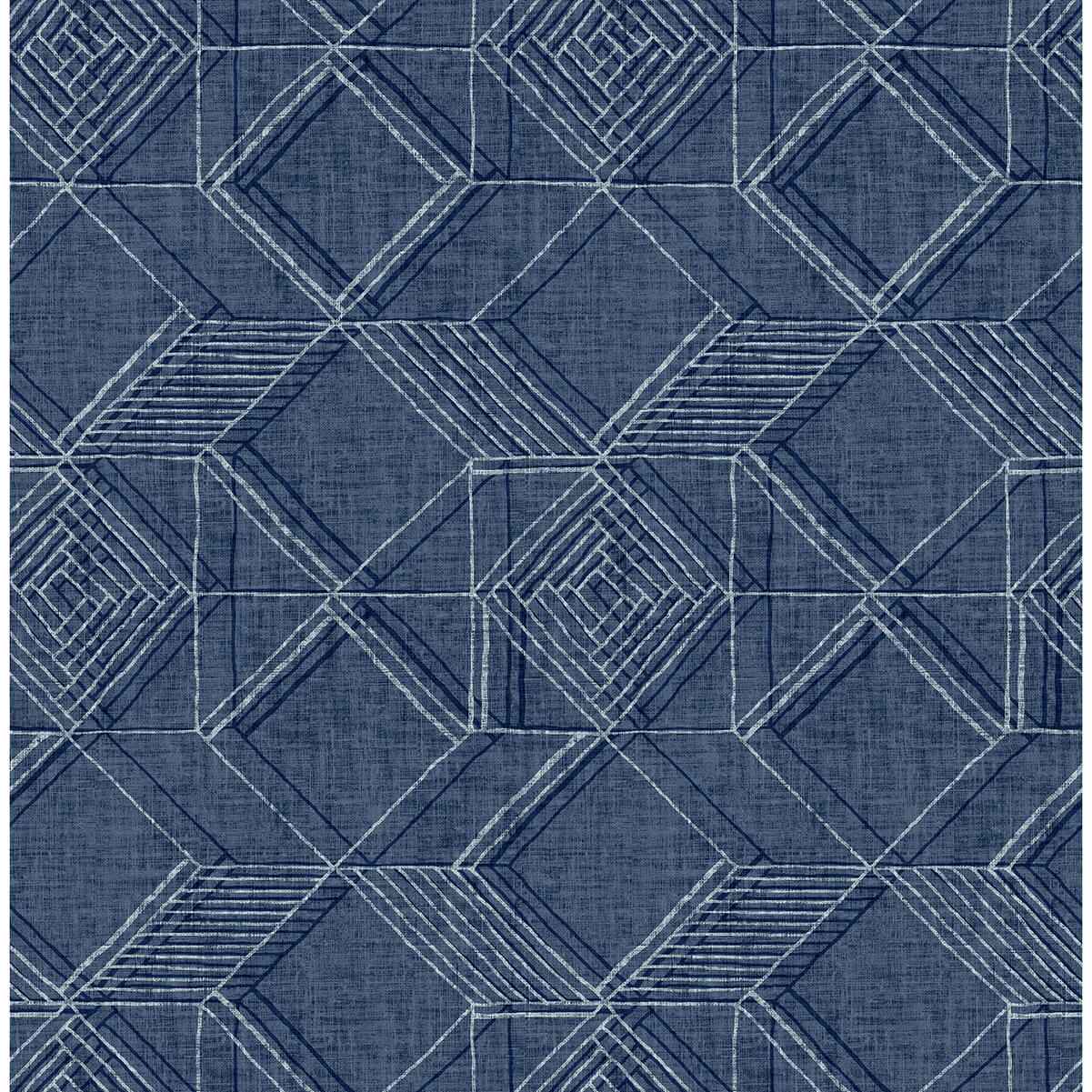 moki-blue-lattice-geometric-wallpaper-york-wallcoverings-2969-26017 - York Wallcoverings Wallpaper