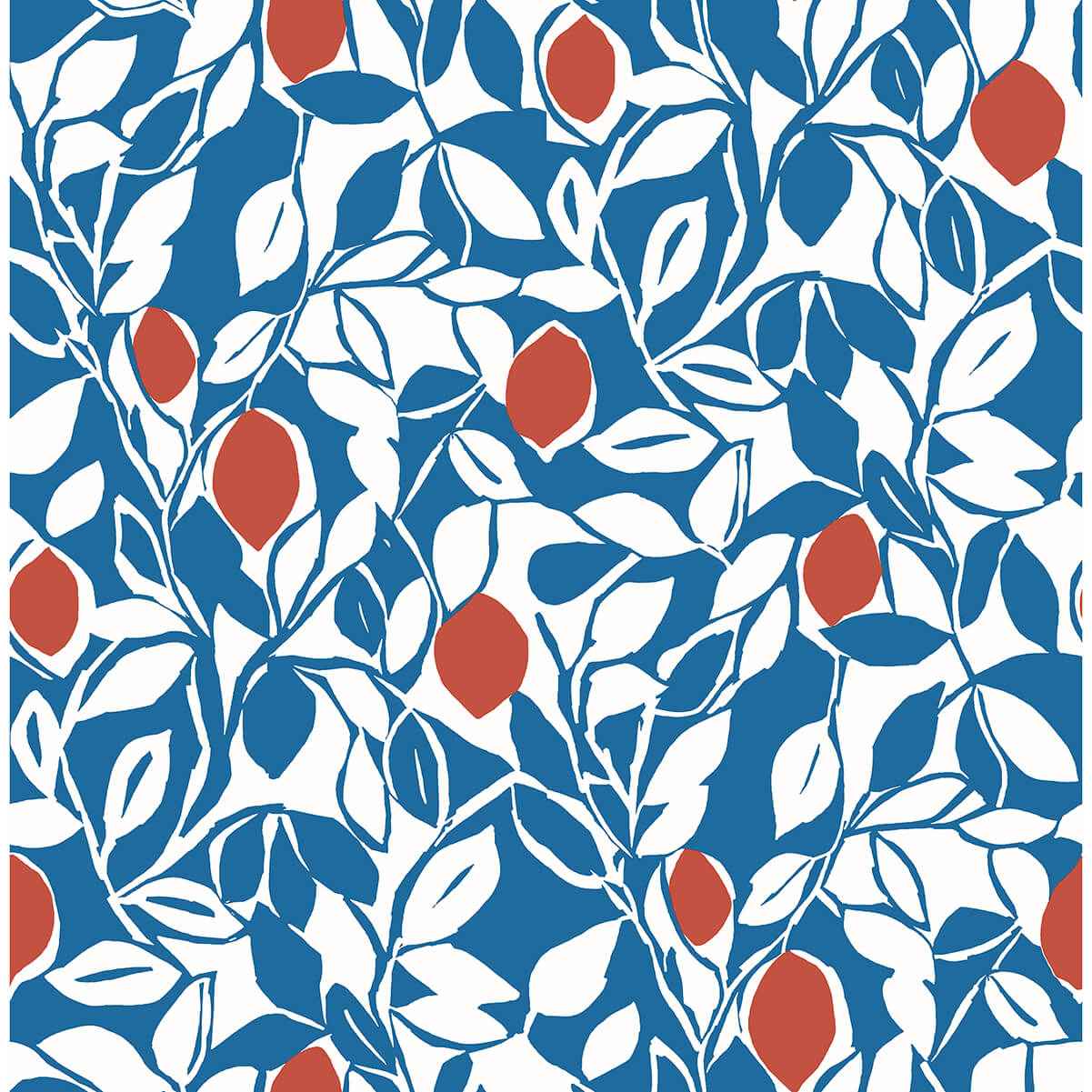 Loretto Blue Citrus Wallpaper - York Wallcoverings - 2969-26024 - York Wallcoverings Wallpaper