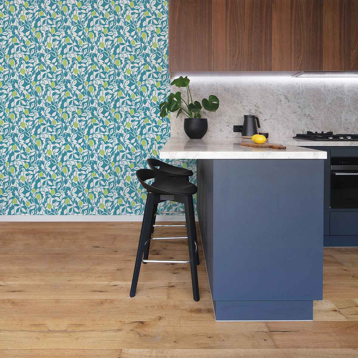 Loretto Teal Citrus Wallpaper - York Wallcoverings - 2969-26026 - York Wallcoverings Wallpaper