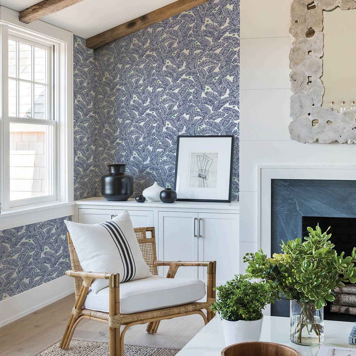 athina-navy-fern-wallpaper-york-wallcoverings-2969-26034 - York Wallcoverings Wallpaper