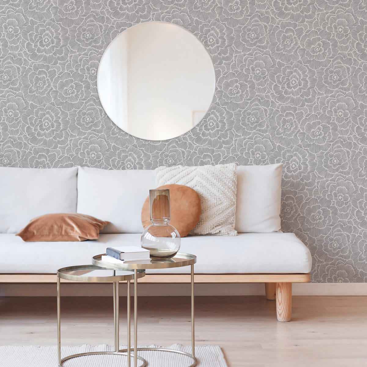Periwinkle Grey Textured Floral Wallpaper - York Wallcoverings - 2969-26038 - York Wallcoverings Wallpaper