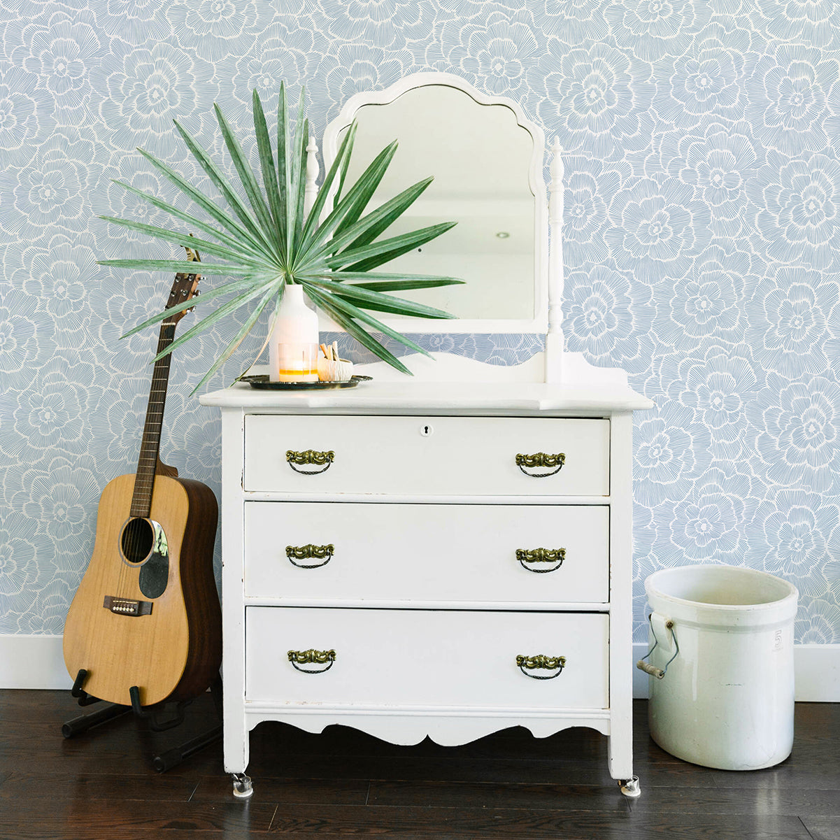 Periwinkle Blue Textured Floral Wallpaper - York Wallcoverings - 2969-26039 - York Wallcoverings Wallpaper