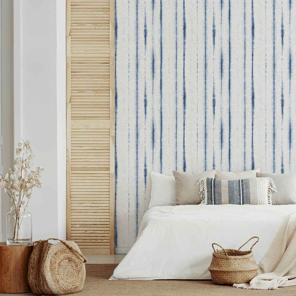 orleans-blue-shibori-faux-linen-wallpaper-york-wallcoverings-2969-26049 - York Wallcoverings Wallpaper