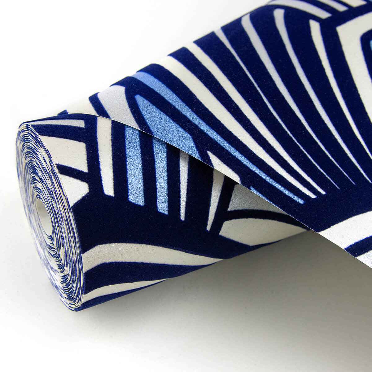 Cabarita Indigo Art Deco Flocked Leaves Wallpaper - York Wallcoverings - 2969-87351 - York Wallcoverings Wallpaper