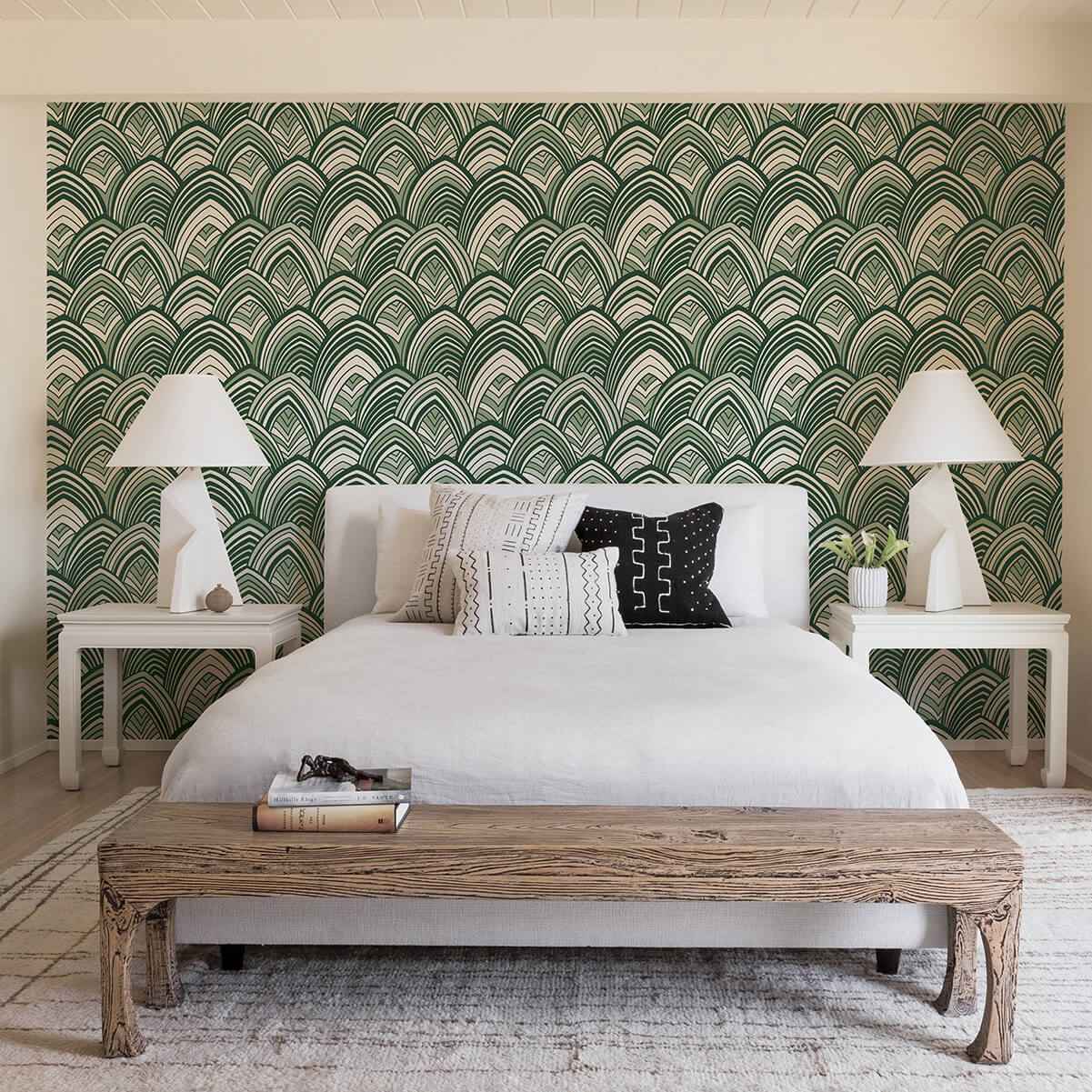 cabarita-green-art-deco-flocked-leaves-wallpaper-york-wallcoverings-2969-87354 - York Wallcoverings Wallpaper