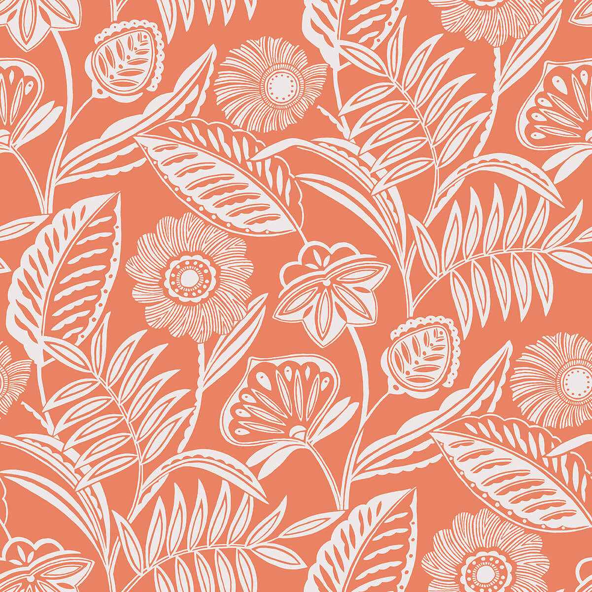 alma-coral-tropical-floral-wallpaper-york-wallcoverings-2969-87528 - York Wallcoverings Wallpaper
