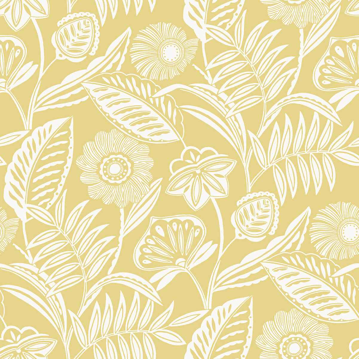 alma-yellow-tropical-floral-wallpaper-york-wallcoverings-2969-87529 - York Wallcoverings Wallpaper