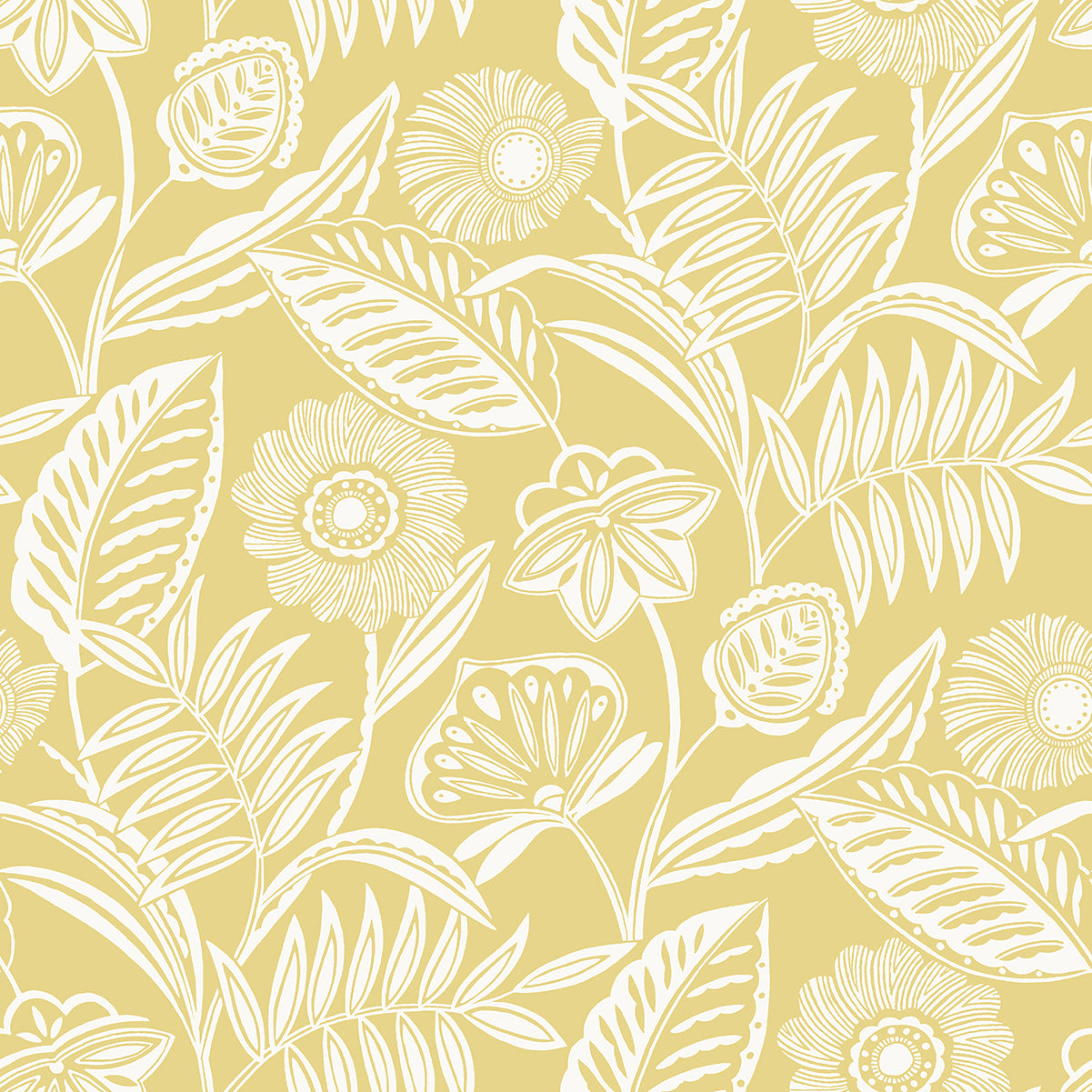 Alma Yellow Tropical Floral Wallpaper - York Wallpaper - 2969-87529 | York Wallpaper | The WorkRoom