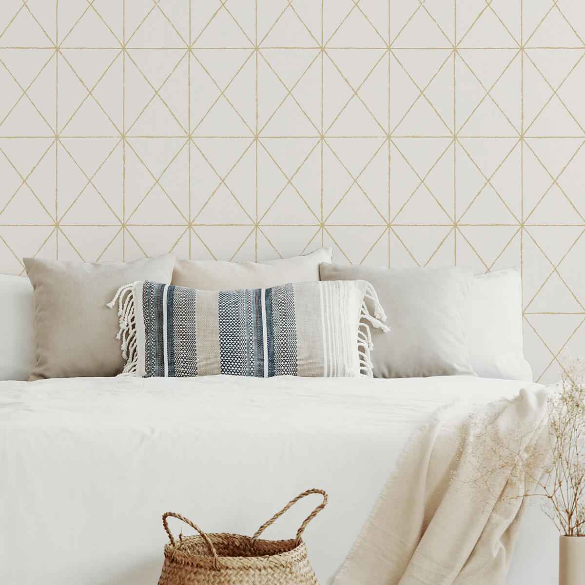 White Gold Get in Line Peel and Stick Wallpaper - York Wallcoverings - NUS3577 - York Wallcoverings Wallpaper